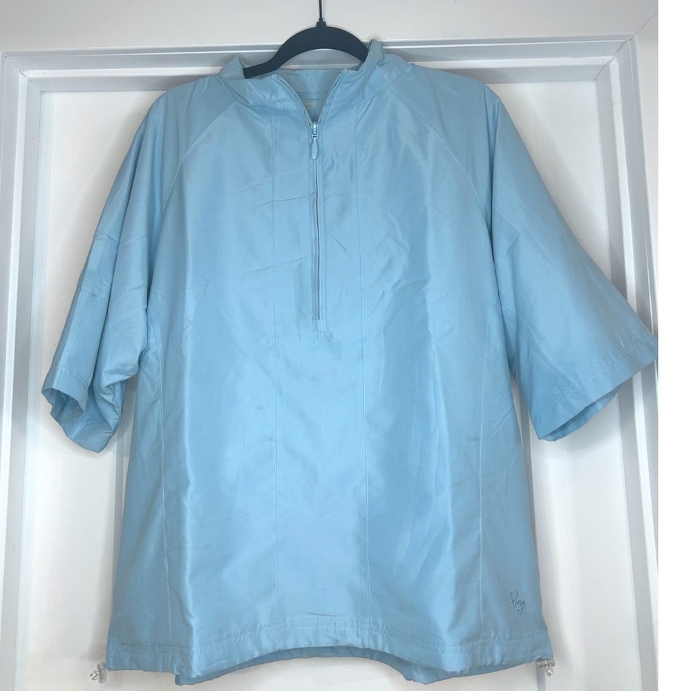 Ping Collection Mens Light Blue Quarter Zip Short‎ Sleeve Windbreaker Jacket M